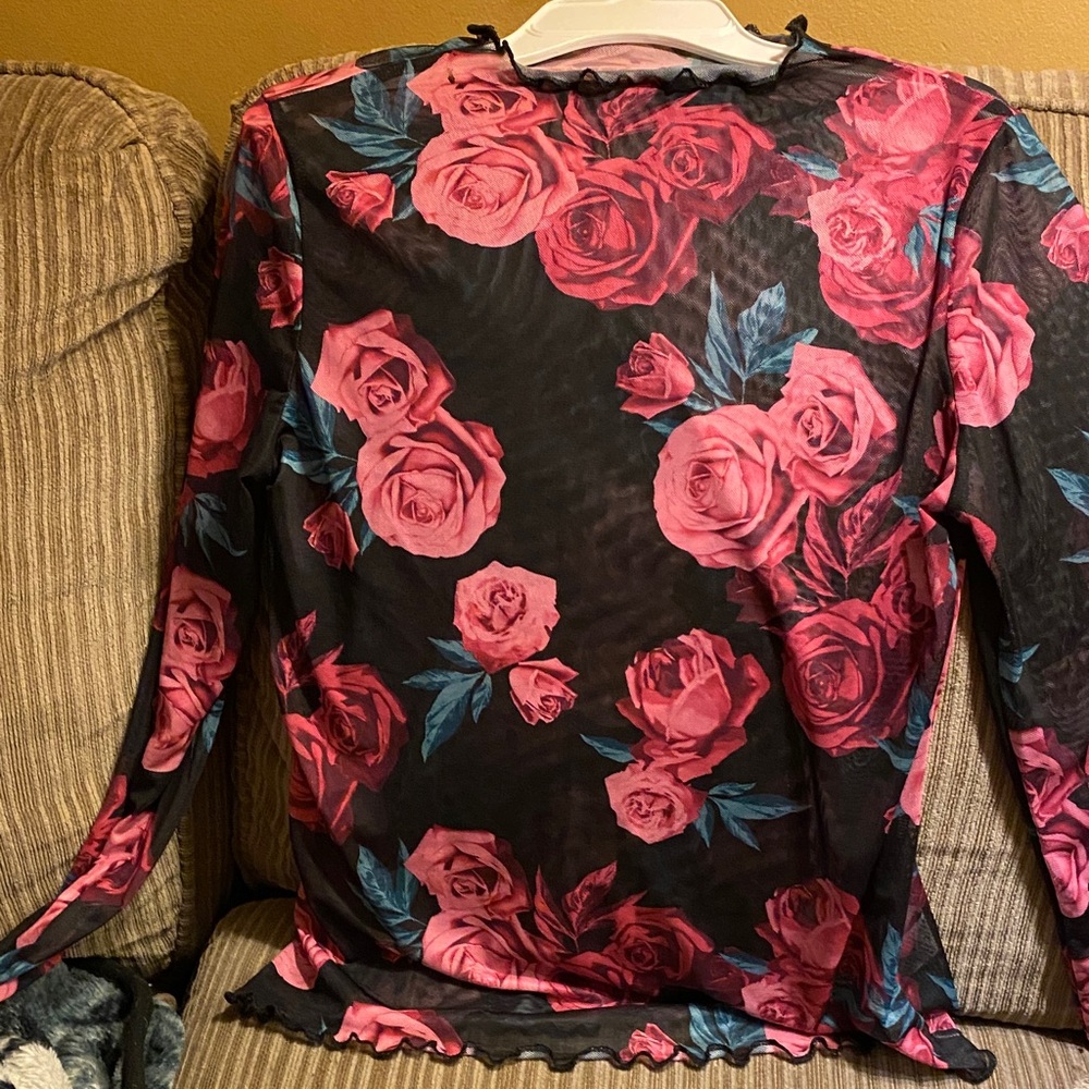 Floral Black and Pink Women's Top